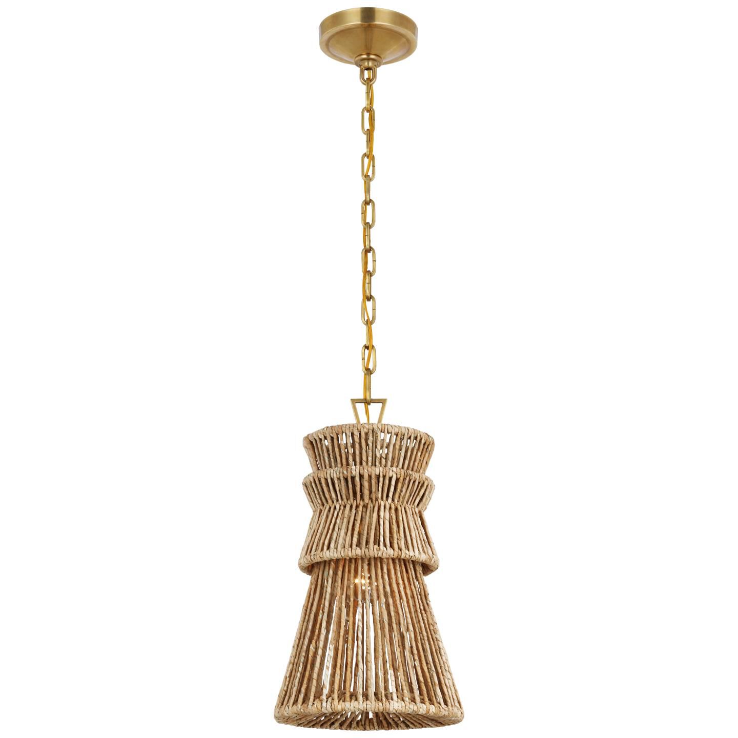 Shown in Antique-Burnished Brass and Natural Abaca finish