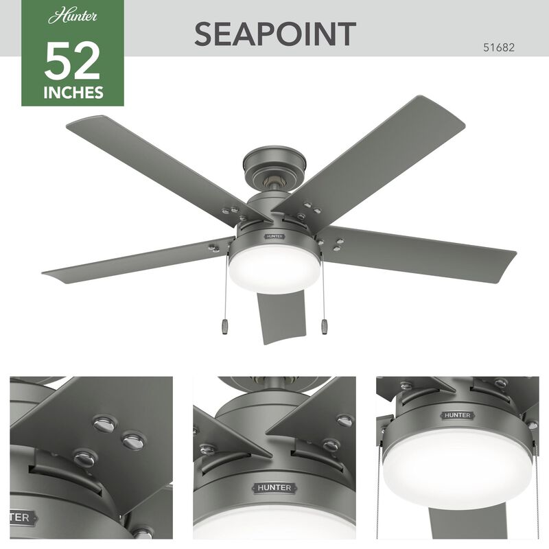 Sea Point 52 Inch Ceiling Fan with Light Kit by Hunter Fan