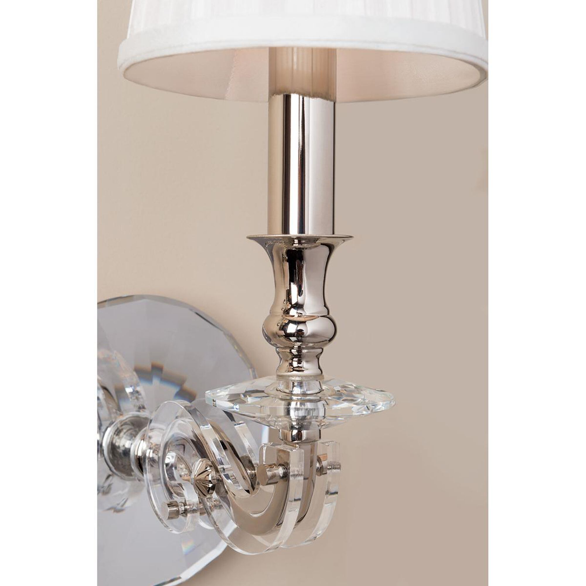 Shown in Polished Nickel finish and White Silk shade