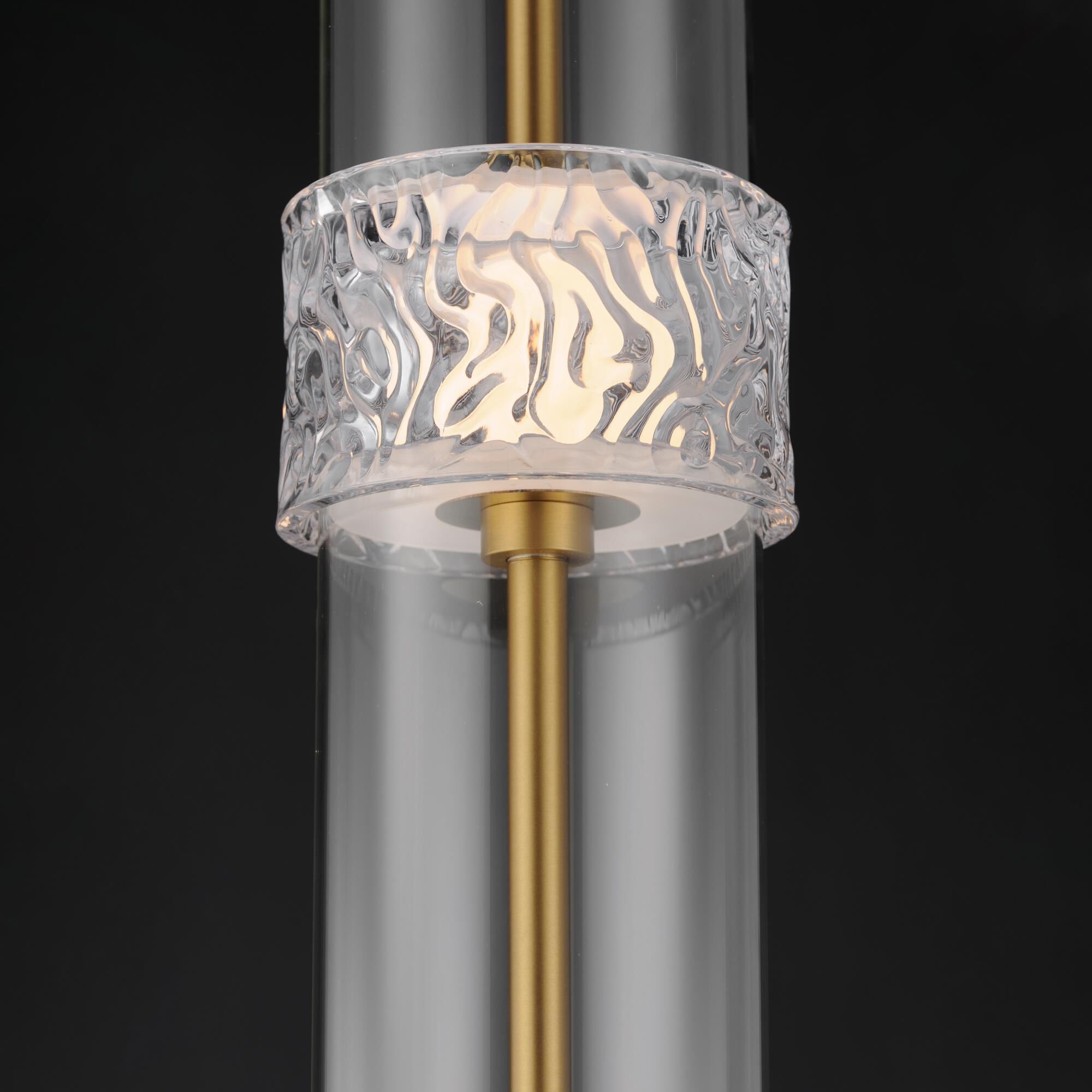 Shown in Natural Aged Brass finish and Ripple glass